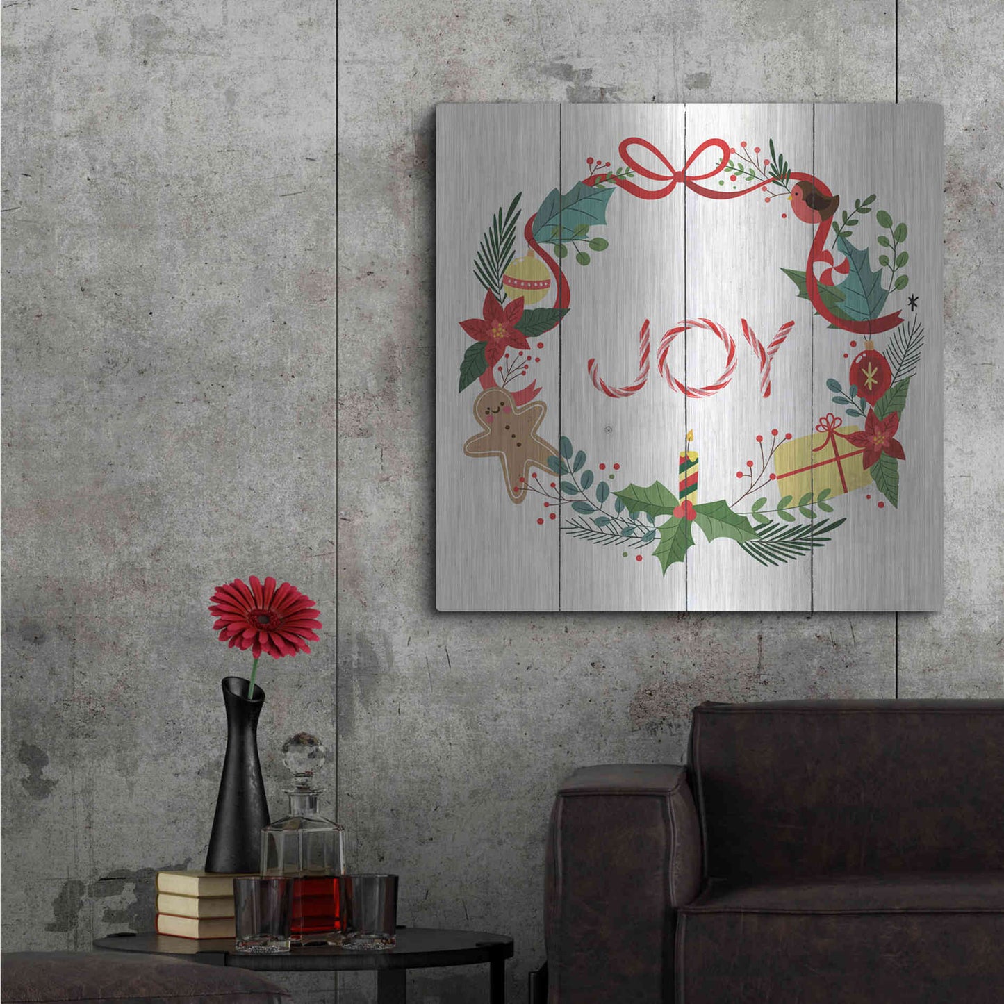 Luxe Metal Art 'Peppermint Joy' by Seven Trees Design, Metal Wall Art,36x36