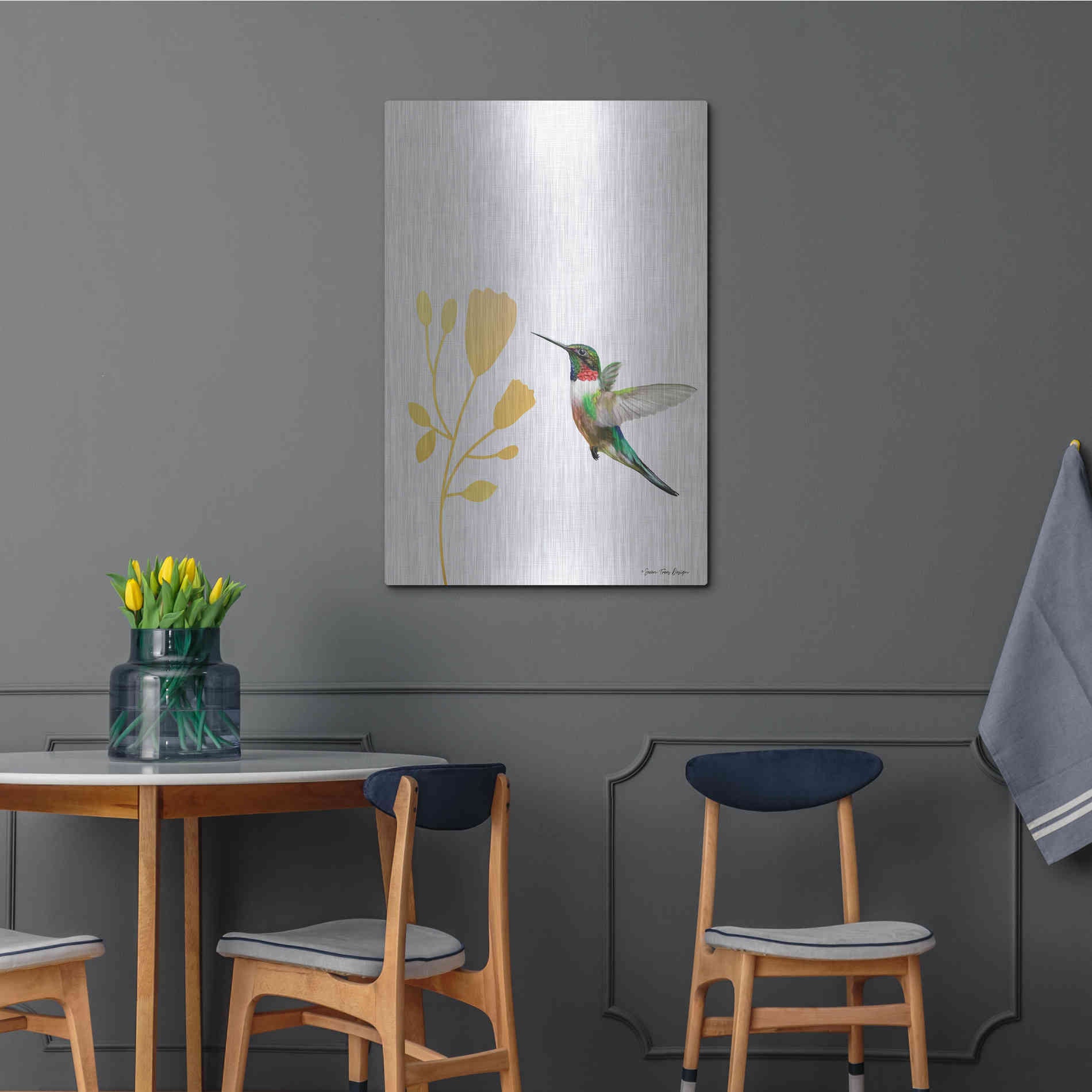 Luxe Metal Art 'Hummingbird and the Flower' by Seven Trees Design, Metal Wall Art,24x36