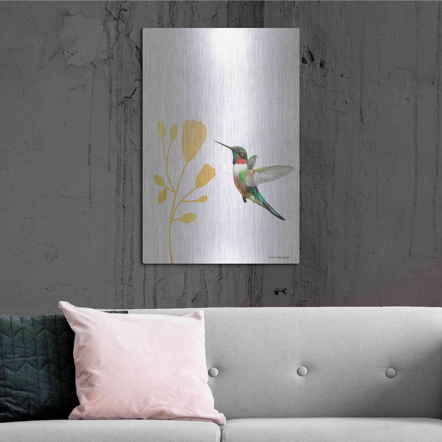 Luxe Metal Art 'Hummingbird and the Flower' by Seven Trees Design, Metal Wall Art,24x36