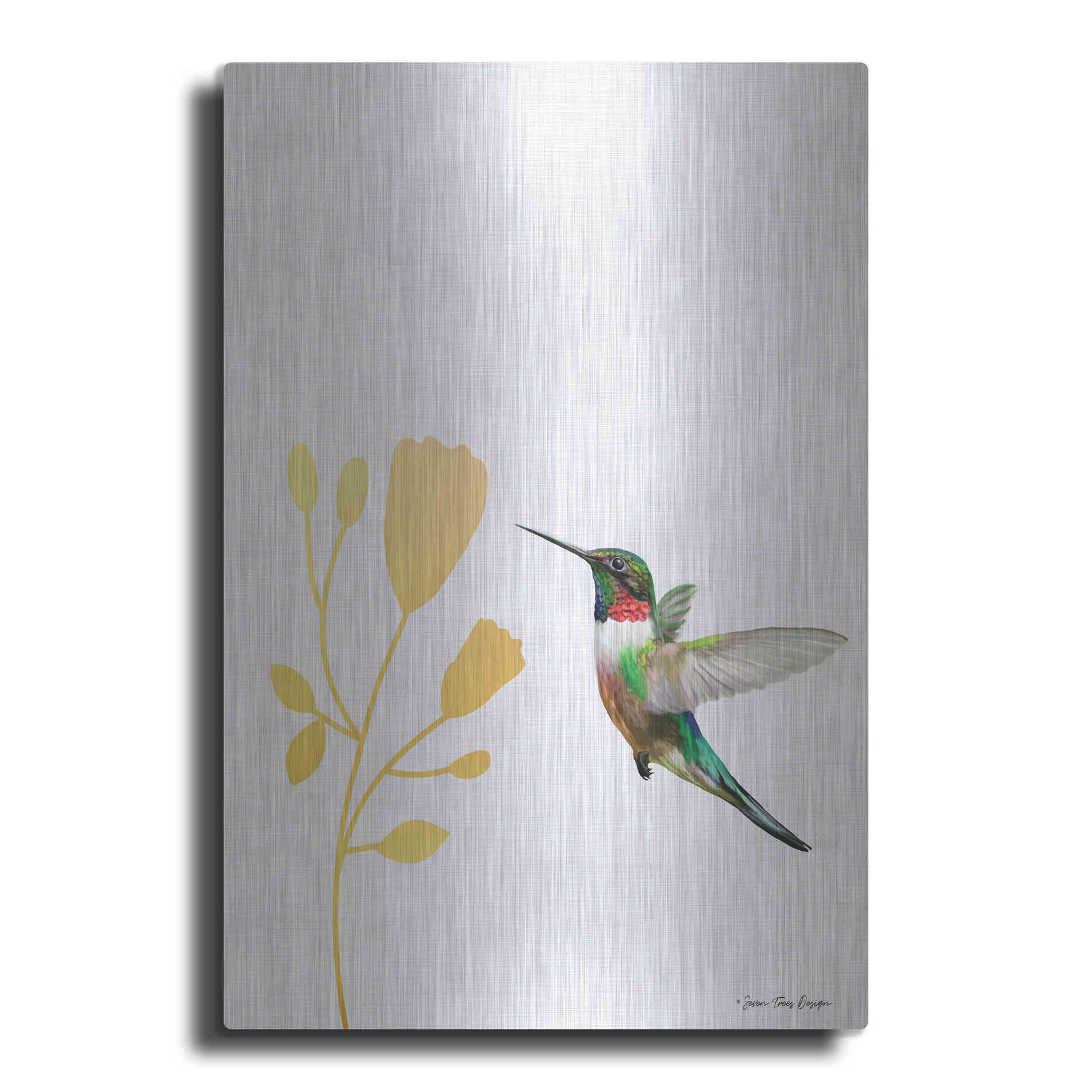 Luxe Metal Art 'Hummingbird and the Flower' by Seven Trees Design, Metal Wall Art