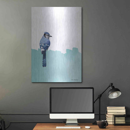 Luxe Metal Art 'Bird on Blue' by Seven Trees Design, Metal Wall Art,24x36