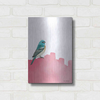 Luxe Metal Art 'Bird on Pink' by Seven Trees Design, Metal Wall Art,12x16