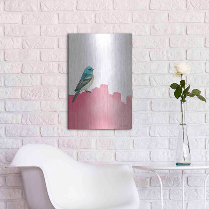 Luxe Metal Art 'Bird on Pink' by Seven Trees Design, Metal Wall Art,16x24