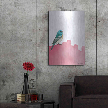 Luxe Metal Art 'Bird on Pink' by Seven Trees Design, Metal Wall Art,24x36