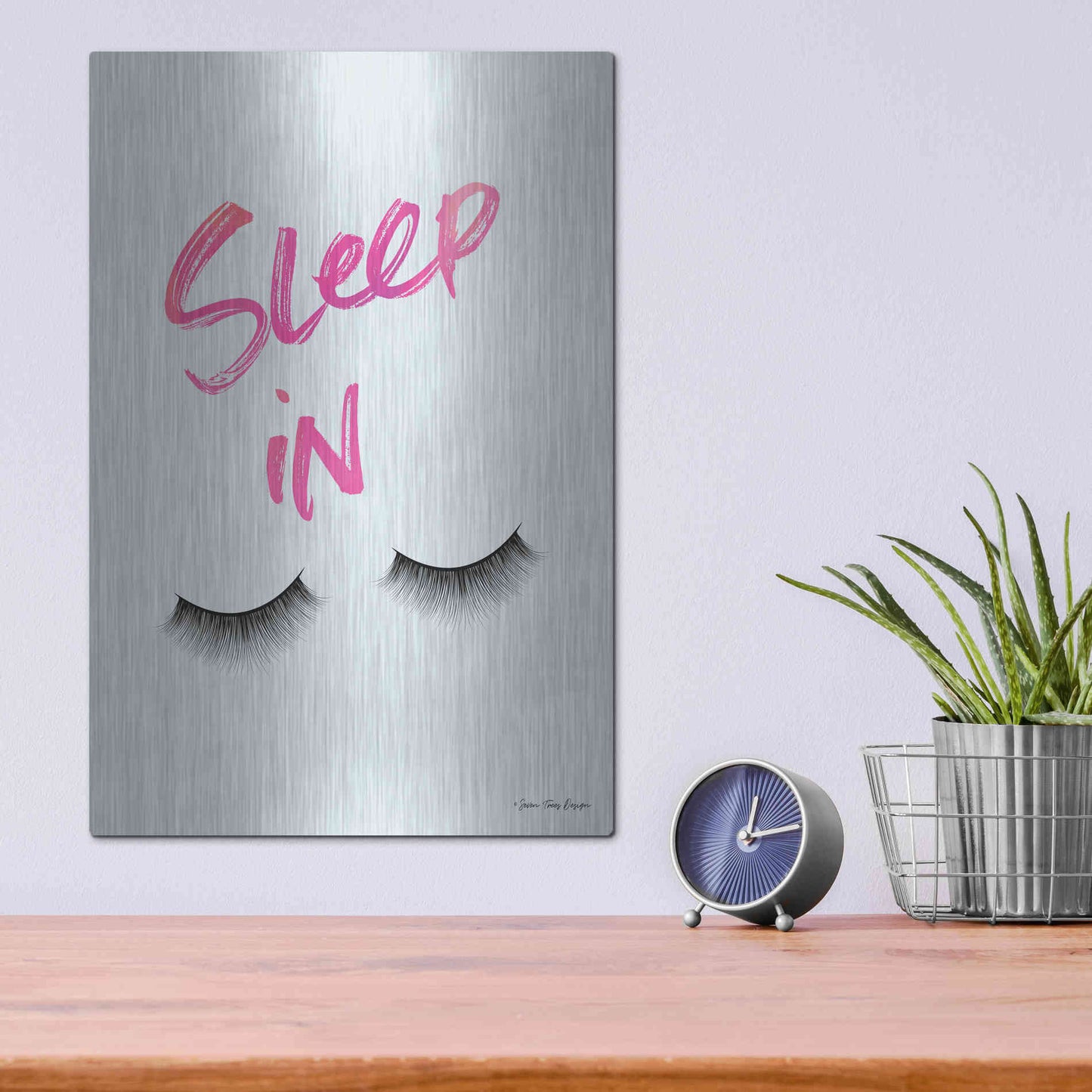 Luxe Metal Art 'Sleep In' by Seven Trees Design, Metal Wall Art,12x16