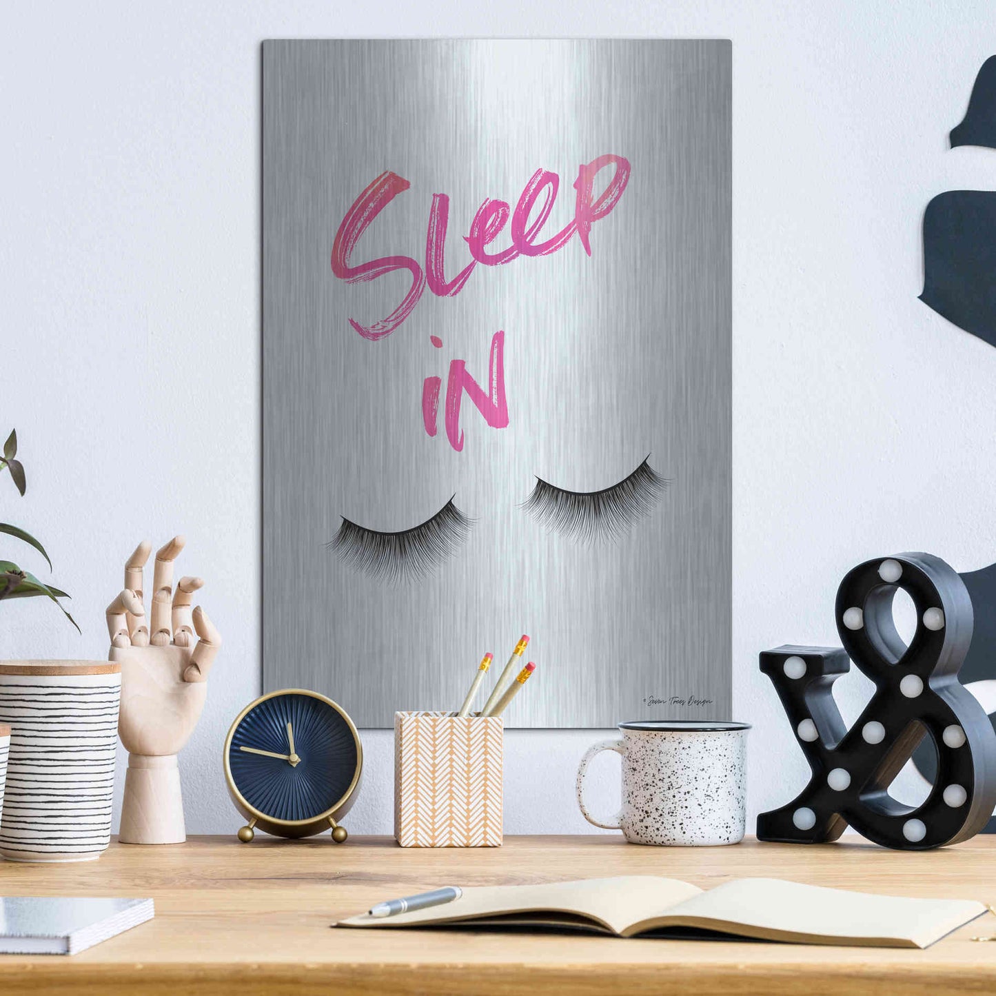 Luxe Metal Art 'Sleep In' by Seven Trees Design, Metal Wall Art,12x16