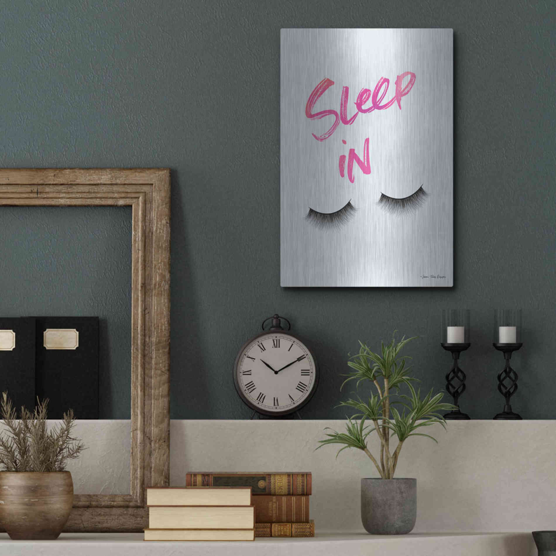 Luxe Metal Art 'Sleep In' by Seven Trees Design, Metal Wall Art,12x16