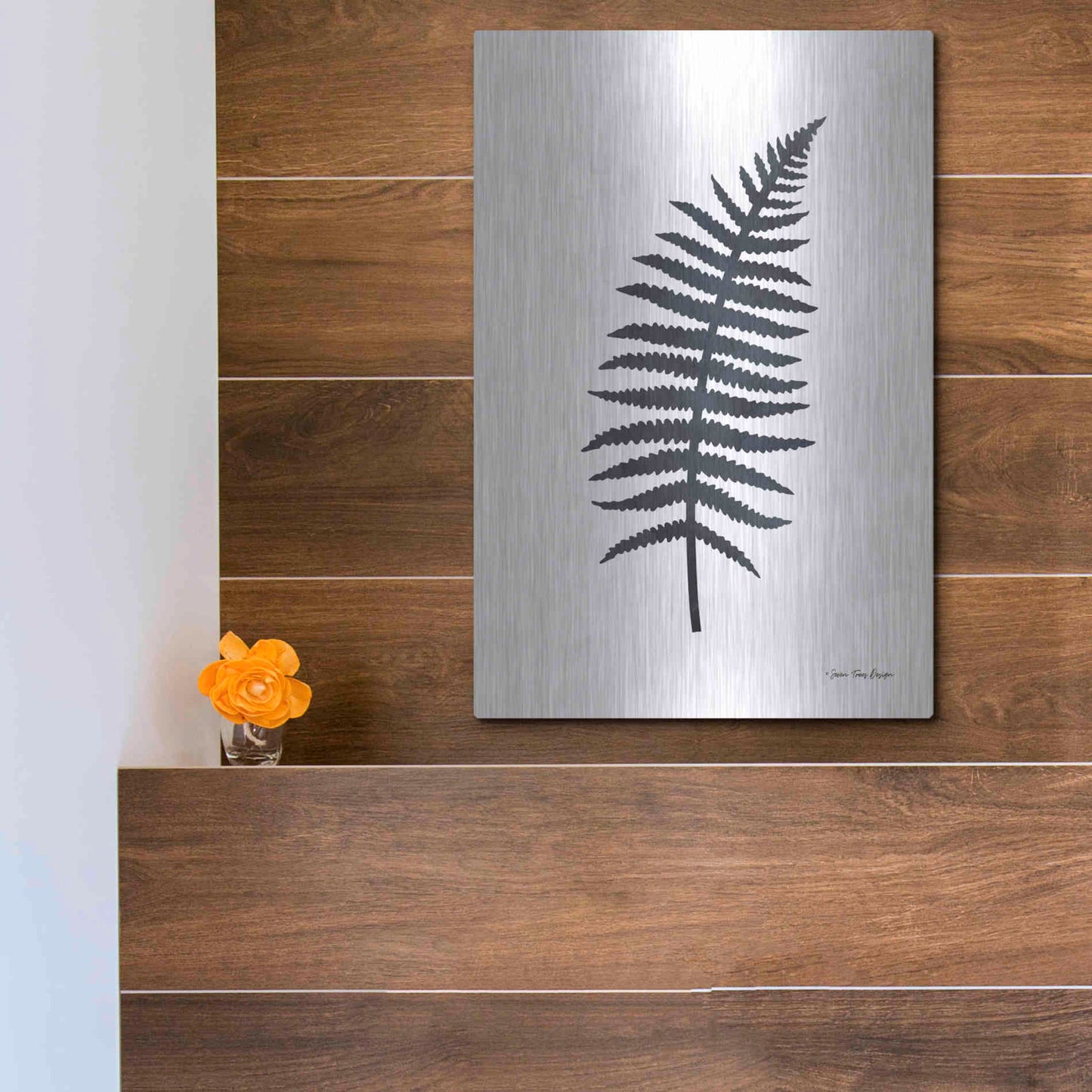 Luxe Metal Art 'Watercolor Black Plant I' by Seven Trees Design, Metal Wall Art,12x16