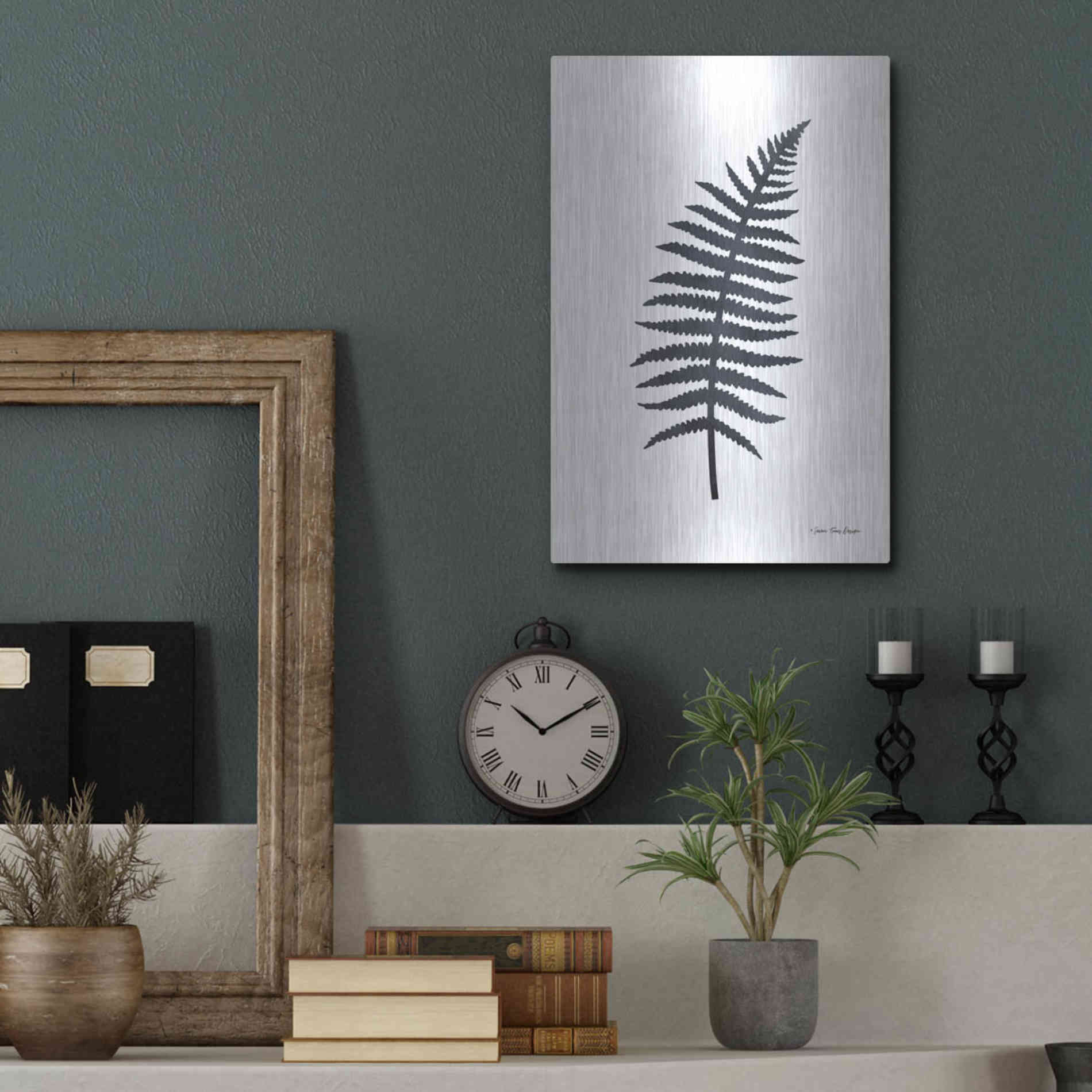 Luxe Metal Art 'Watercolor Black Plant I' by Seven Trees Design, Metal Wall Art,12x16