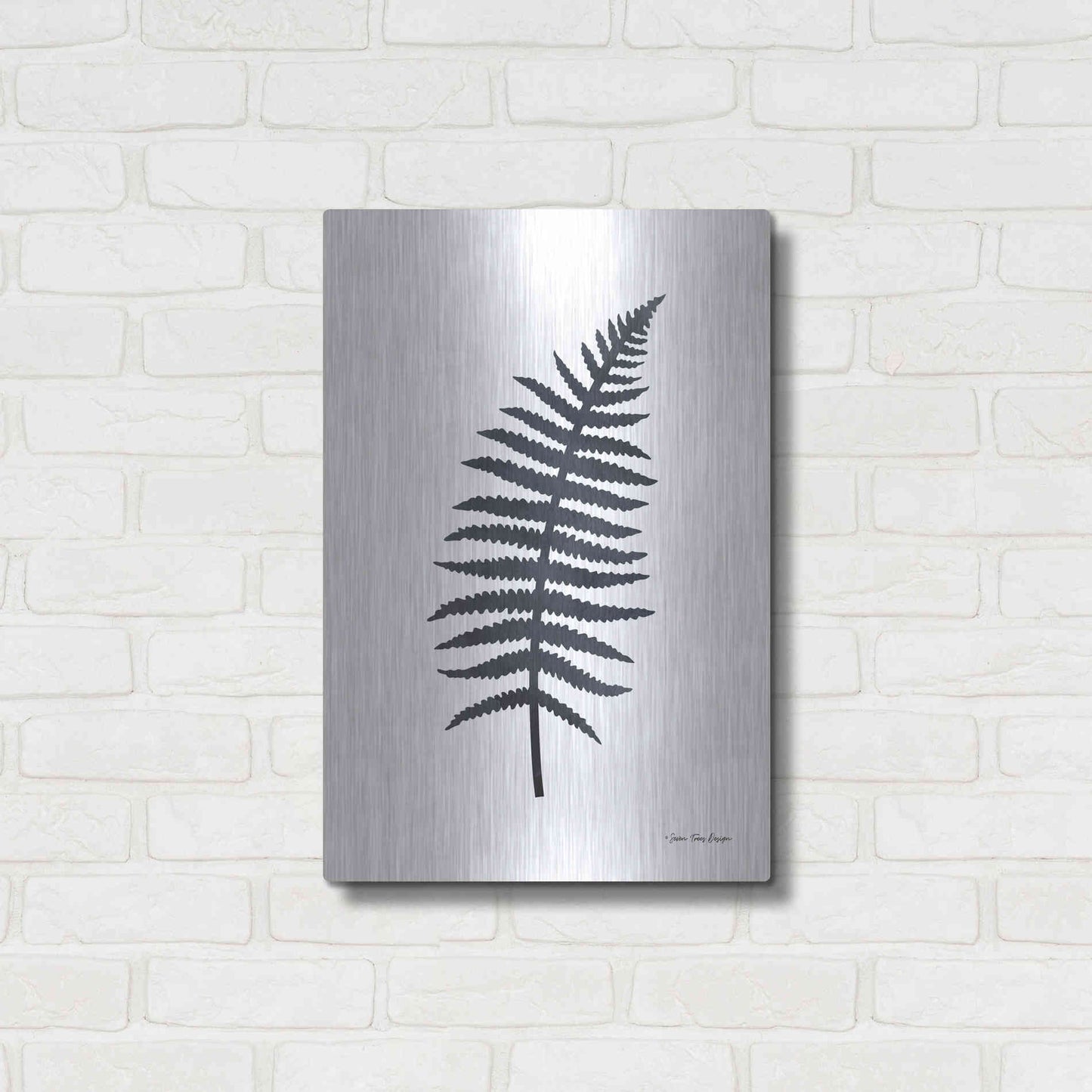 Luxe Metal Art 'Watercolor Black Plant I' by Seven Trees Design, Metal Wall Art,16x24