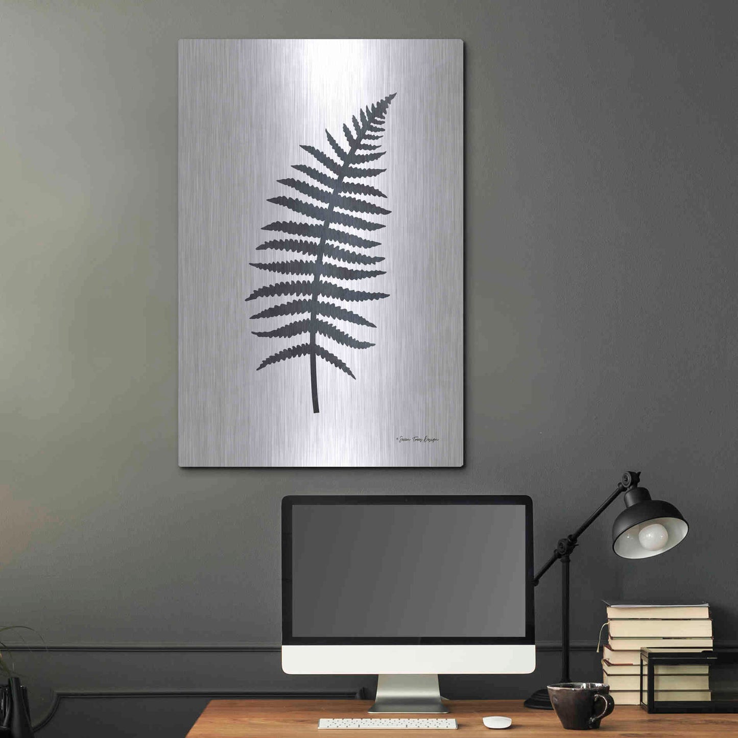 Luxe Metal Art 'Watercolor Black Plant I' by Seven Trees Design, Metal Wall Art,24x36