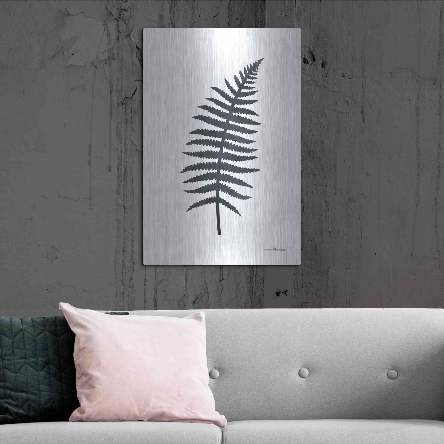 Luxe Metal Art 'Watercolor Black Plant I' by Seven Trees Design, Metal Wall Art,24x36