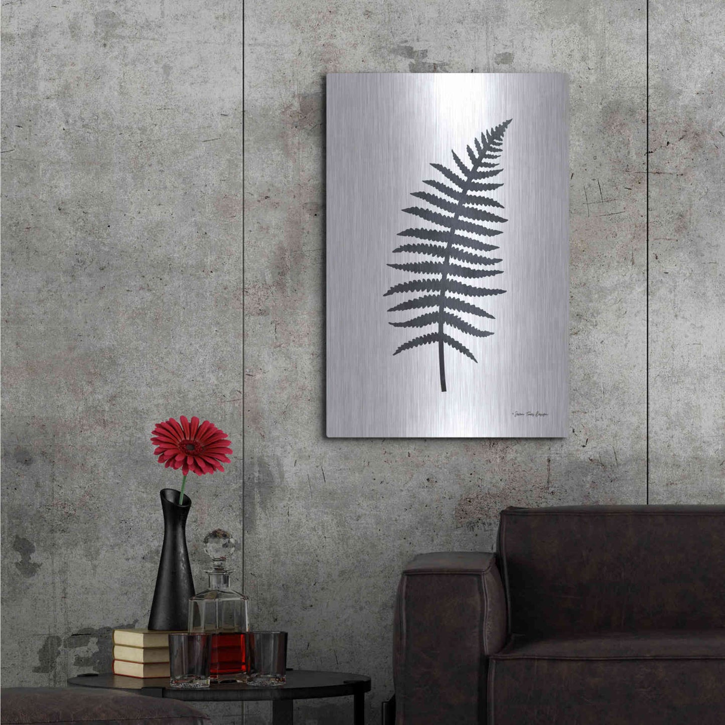 Luxe Metal Art 'Watercolor Black Plant I' by Seven Trees Design, Metal Wall Art,24x36