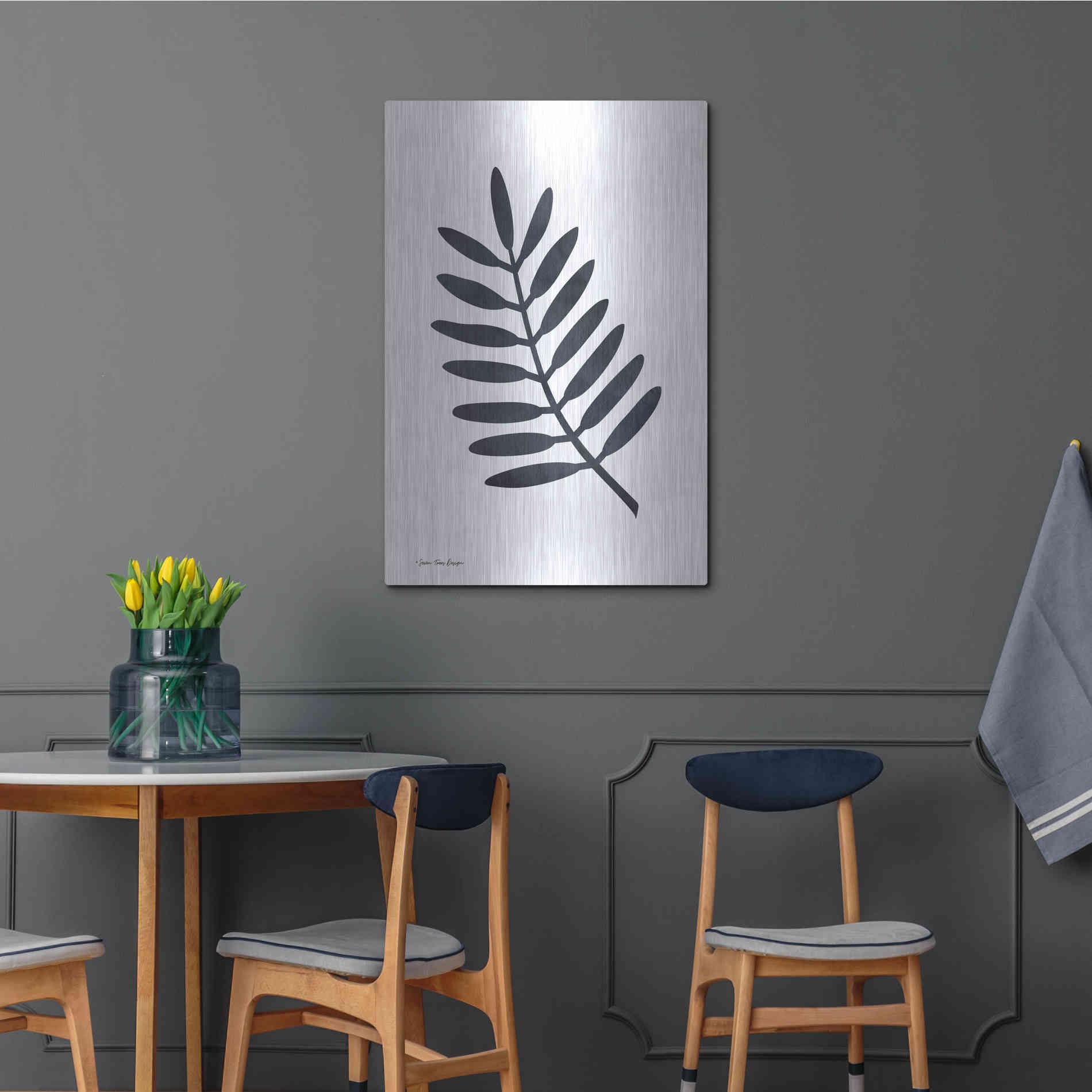 Luxe Metal Art 'Watercolor Black Plant II' by Seven Trees Design, Metal Wall Art,24x36