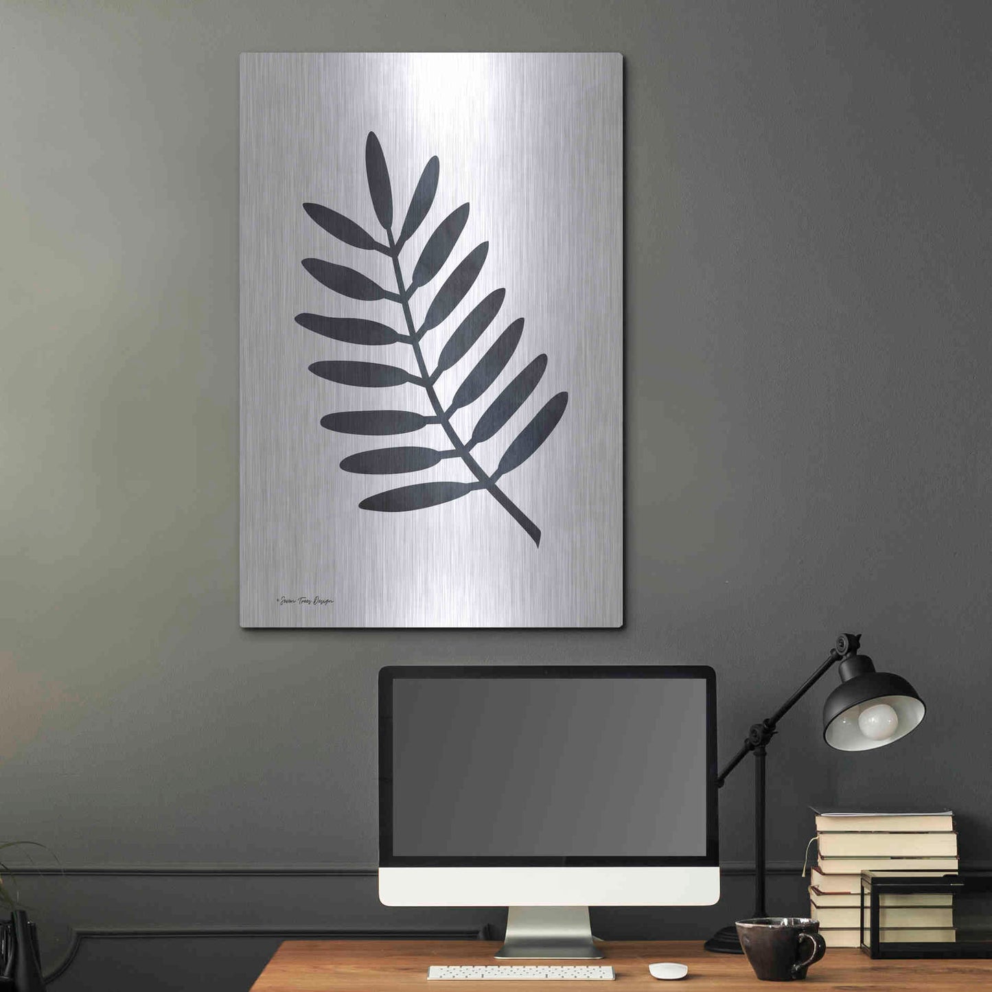 Luxe Metal Art 'Watercolor Black Plant II' by Seven Trees Design, Metal Wall Art,24x36