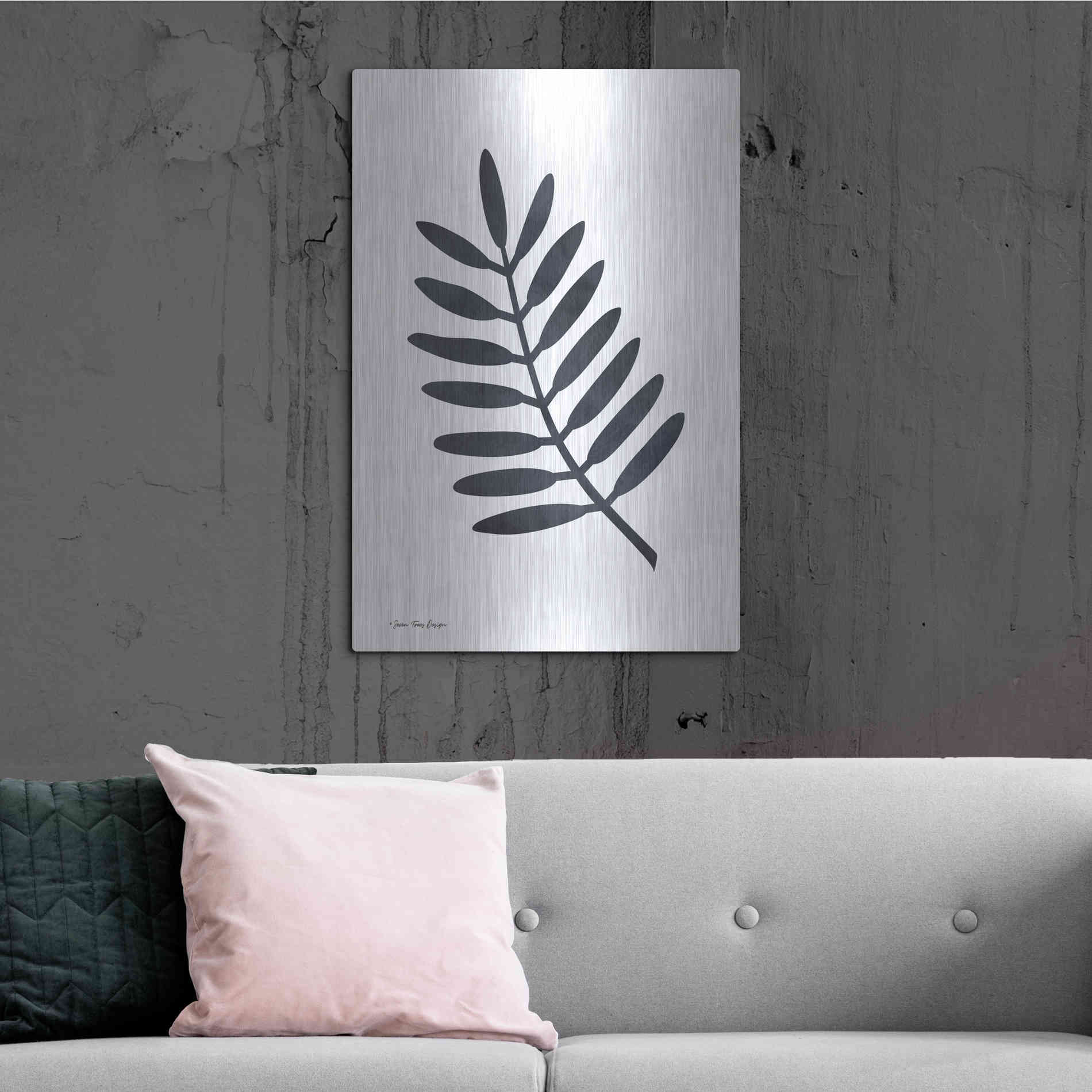 Luxe Metal Art 'Watercolor Black Plant II' by Seven Trees Design, Metal Wall Art,24x36