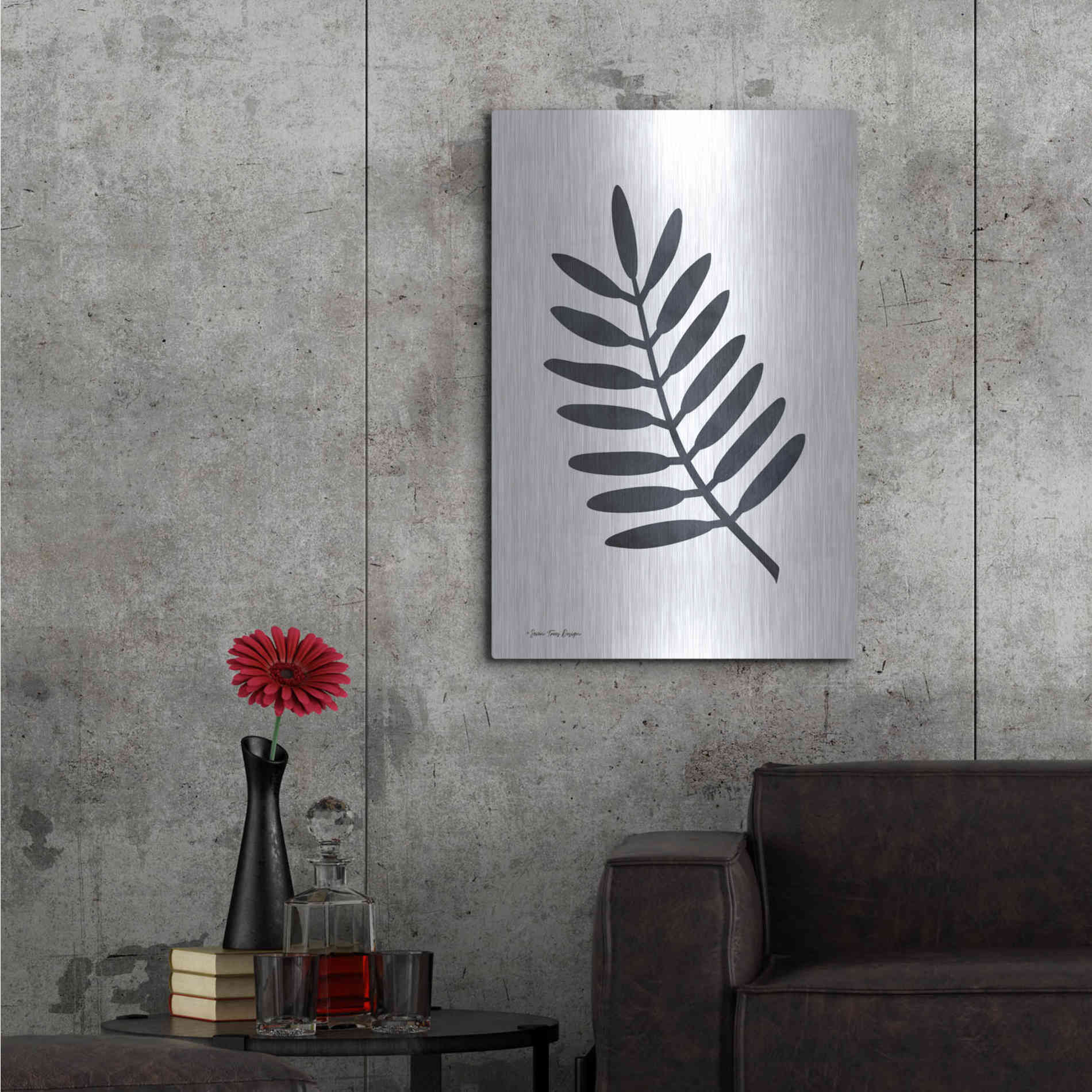 Luxe Metal Art 'Watercolor Black Plant II' by Seven Trees Design, Metal Wall Art,24x36