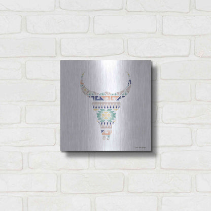Luxe Metal Art 'Aztec Cow Head' by Seven Trees Design, Metal Wall Art,12x12