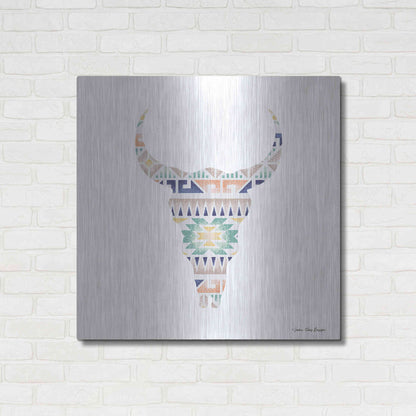 Luxe Metal Art 'Aztec Cow Head' by Seven Trees Design, Metal Wall Art,36x36