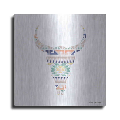 Luxe Metal Art 'Aztec Cow Head' by Seven Trees Design, Metal Wall Art