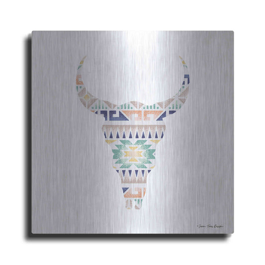 Luxe Metal Art 'Aztec Cow Head' by Seven Trees Design, Metal Wall Art