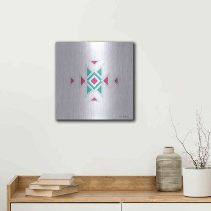 Luxe Metal Art 'Watercolor Aztec Art I' by Seven Trees Design, Metal Wall Art,12x12