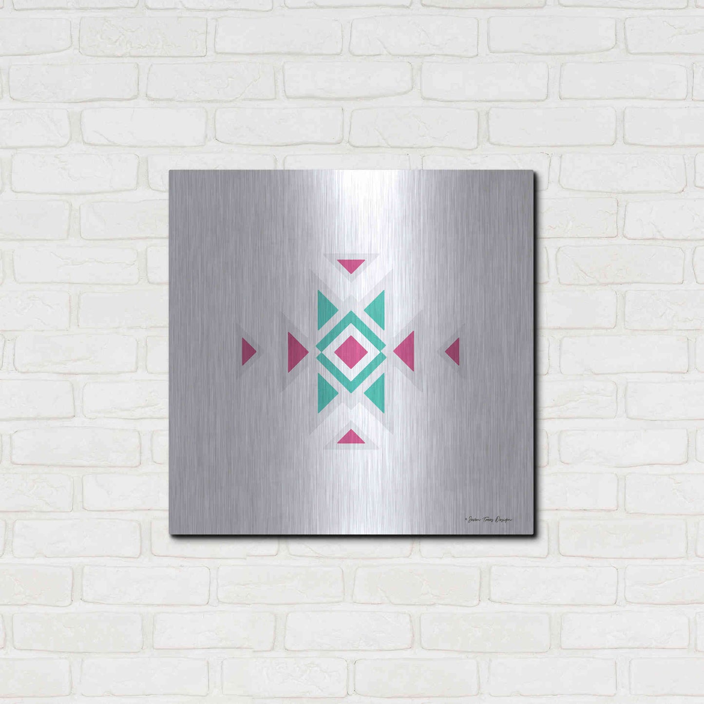 Luxe Metal Art 'Watercolor Aztec Art I' by Seven Trees Design, Metal Wall Art,24x24