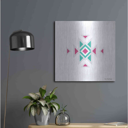 Luxe Metal Art 'Watercolor Aztec Art I' by Seven Trees Design, Metal Wall Art,24x24
