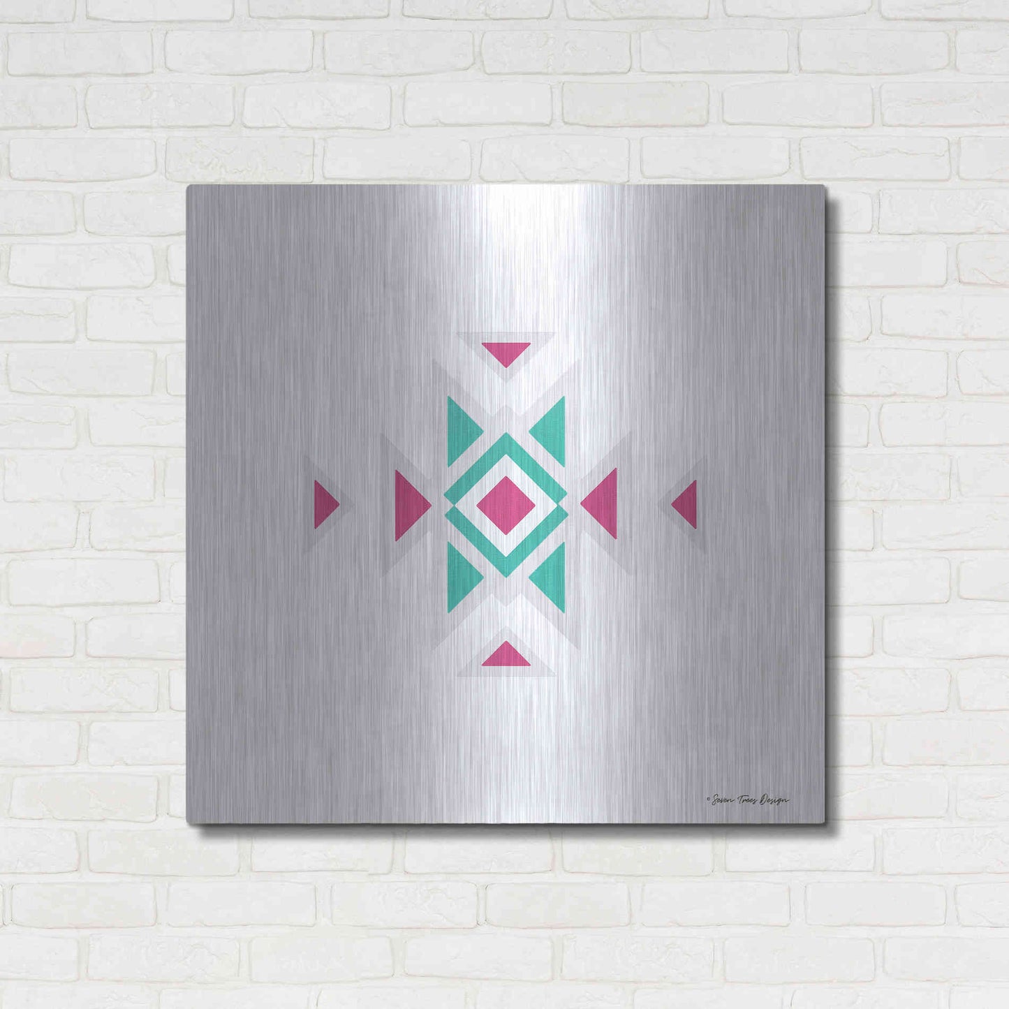 Luxe Metal Art 'Watercolor Aztec Art I' by Seven Trees Design, Metal Wall Art,36x36