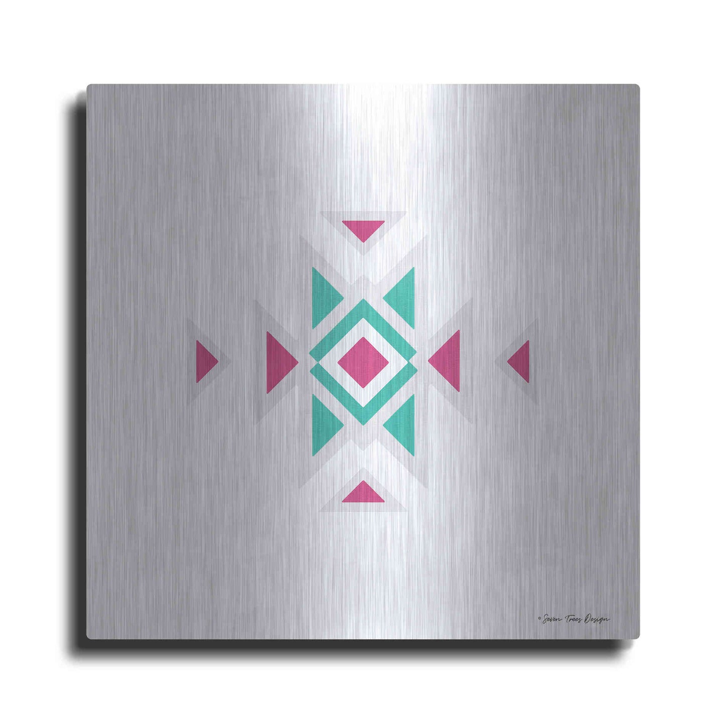 Luxe Metal Art 'Watercolor Aztec Art I' by Seven Trees Design, Metal Wall Art