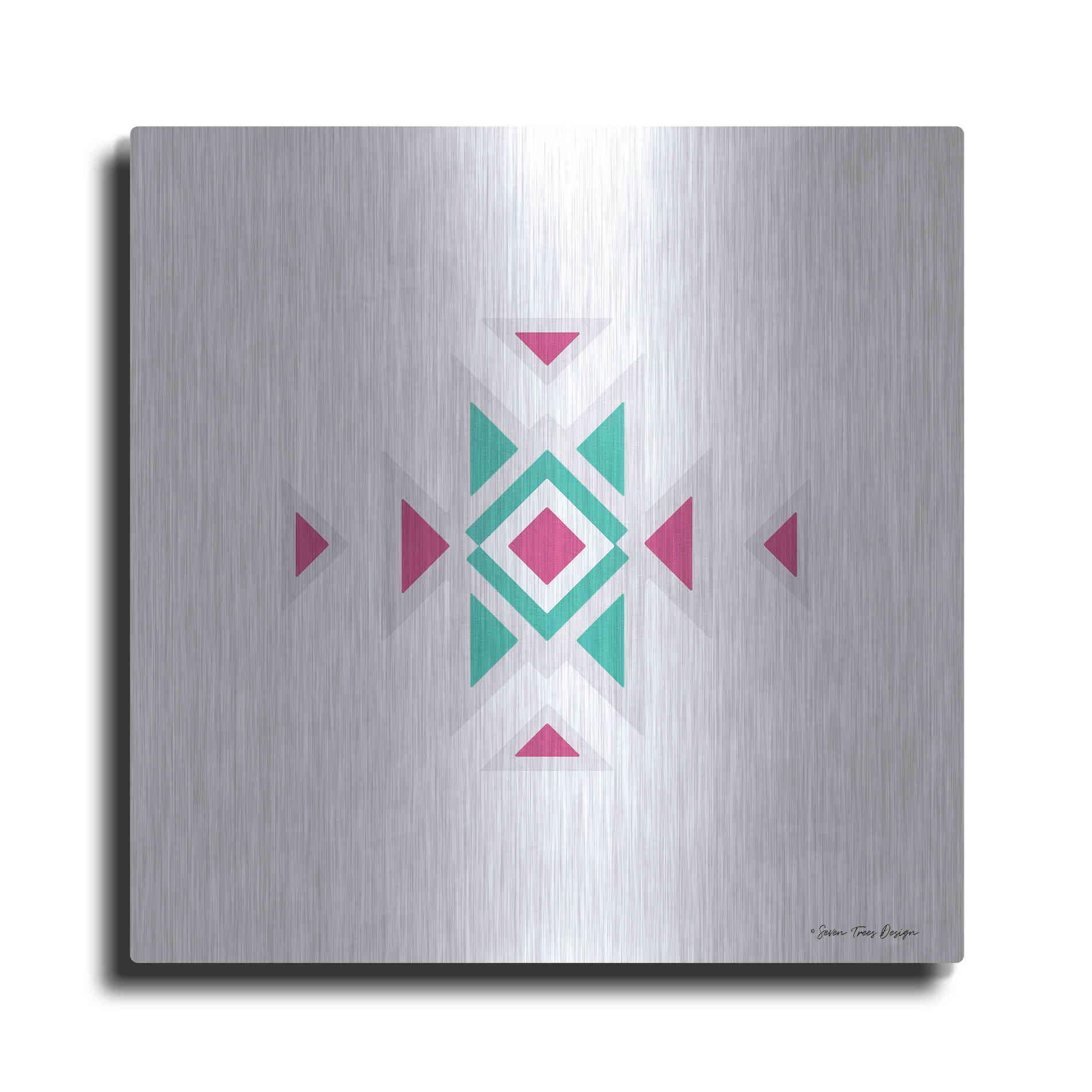 Luxe Metal Art 'Watercolor Aztec Art I' by Seven Trees Design, Metal Wall Art