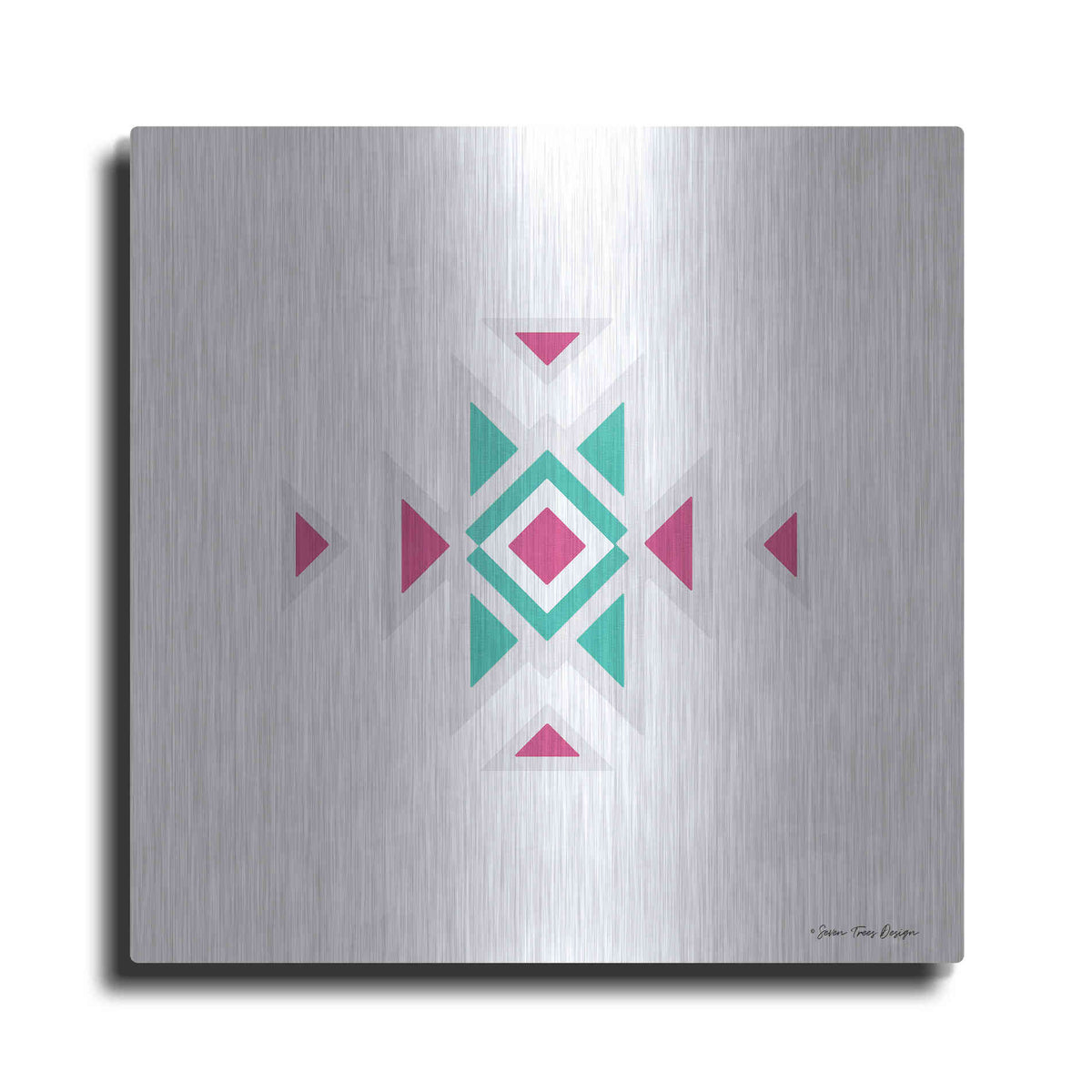 Luxe Metal Art 'Watercolor Aztec Art I' by Seven Trees Design, Metal Wall Art