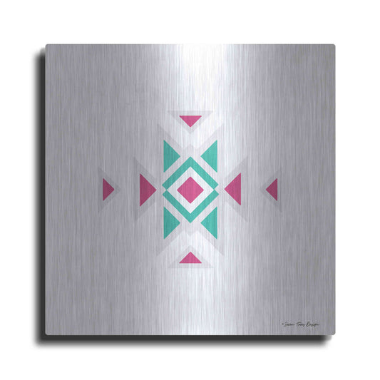Luxe Metal Art 'Watercolor Aztec Art I' by Seven Trees Design, Metal Wall Art