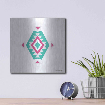 Luxe Metal Art 'Watercolor Aztec Art II' by Seven Trees Design, Metal Wall Art,12x12