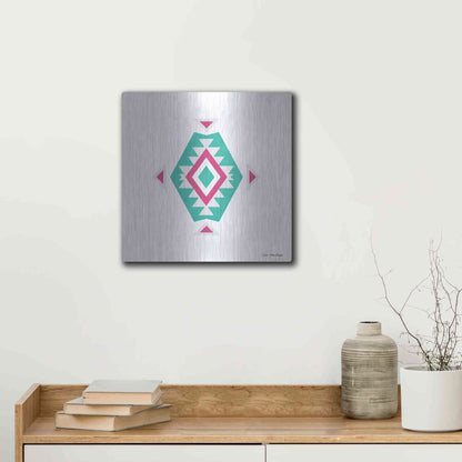 Luxe Metal Art 'Watercolor Aztec Art II' by Seven Trees Design, Metal Wall Art,12x12
