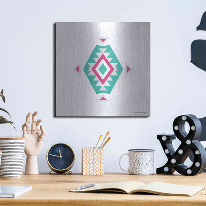 Luxe Metal Art 'Watercolor Aztec Art II' by Seven Trees Design, Metal Wall Art,12x12
