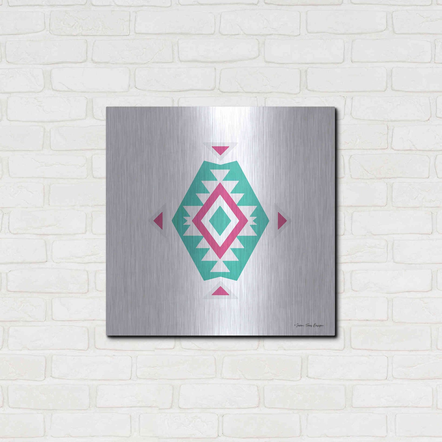 Luxe Metal Art 'Watercolor Aztec Art II' by Seven Trees Design, Metal Wall Art,24x24