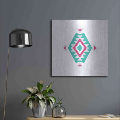 Luxe Metal Art 'Watercolor Aztec Art II' by Seven Trees Design, Metal Wall Art,24x24