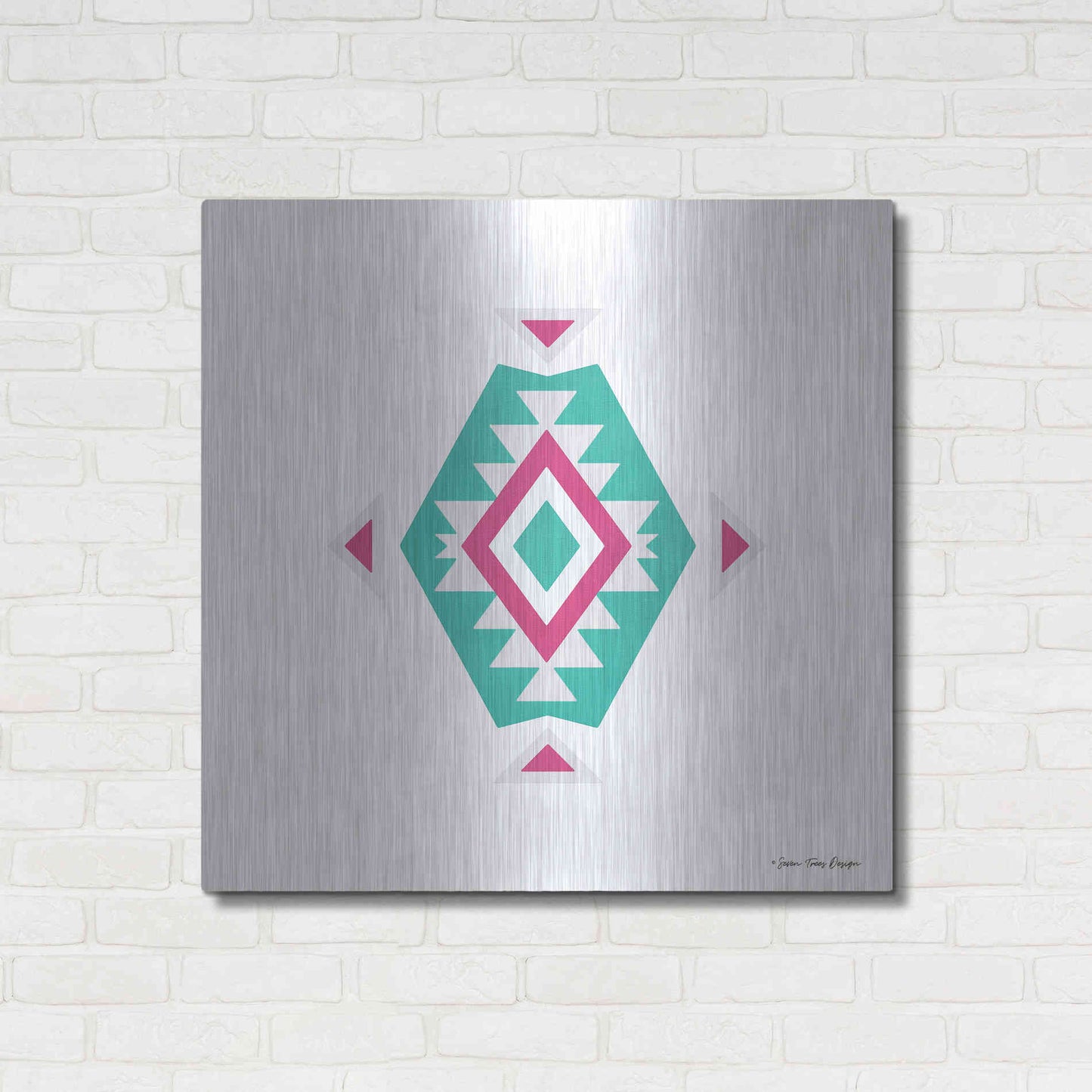 Luxe Metal Art 'Watercolor Aztec Art II' by Seven Trees Design, Metal Wall Art,36x36