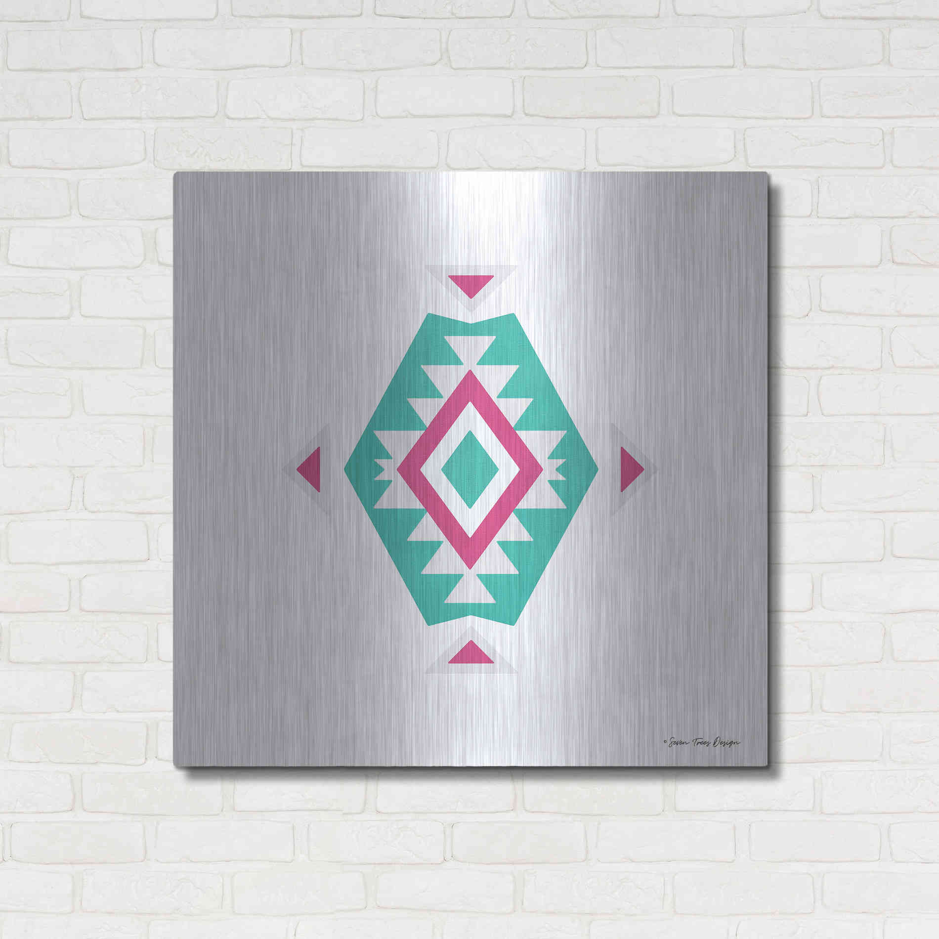 Luxe Metal Art 'Watercolor Aztec Art II' by Seven Trees Design, Metal Wall Art,36x36