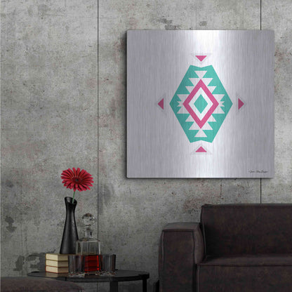 Luxe Metal Art 'Watercolor Aztec Art II' by Seven Trees Design, Metal Wall Art,36x36