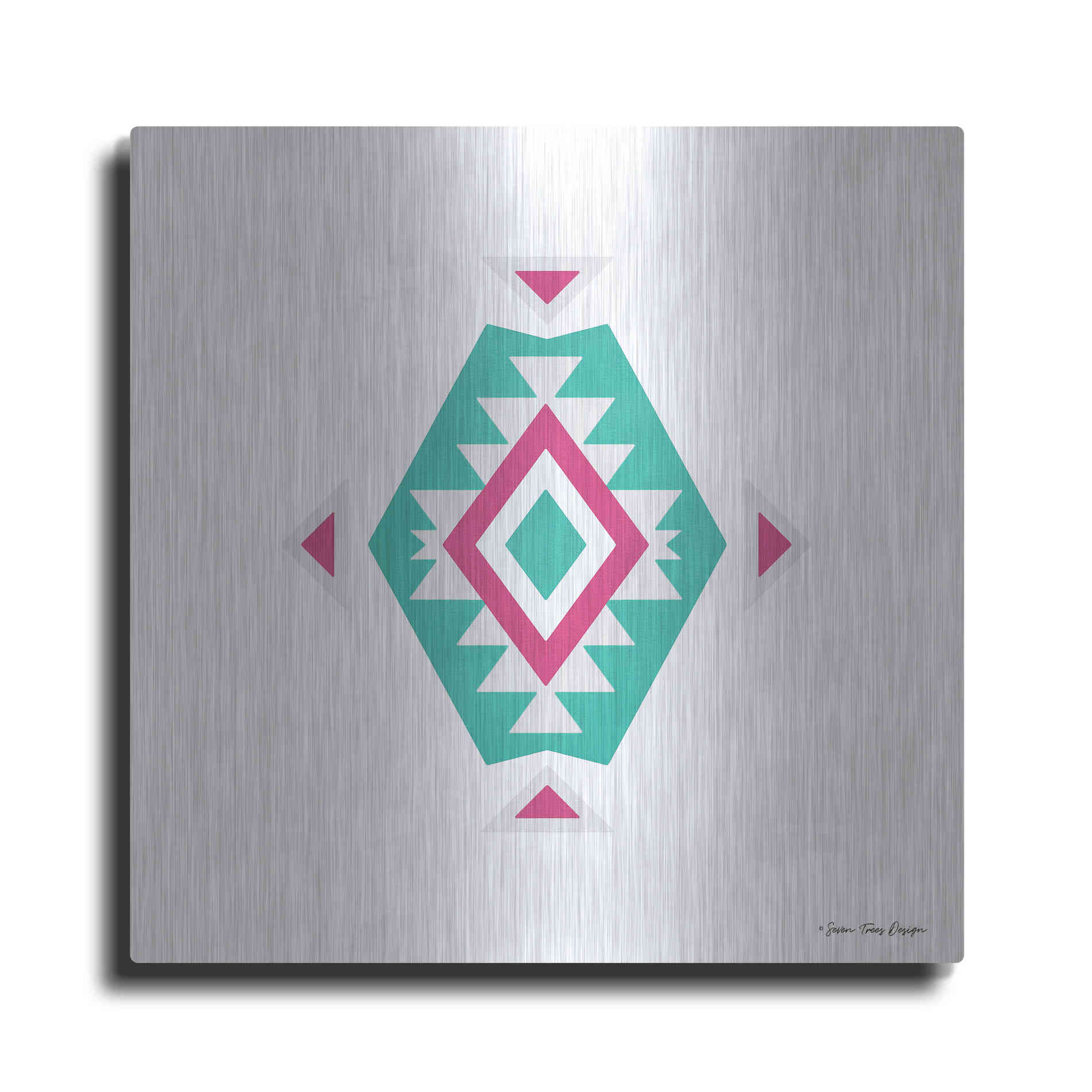 Luxe Metal Art 'Watercolor Aztec Art II' by Seven Trees Design, Metal Wall Art