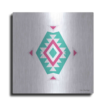 Luxe Metal Art 'Watercolor Aztec Art II' by Seven Trees Design, Metal Wall Art