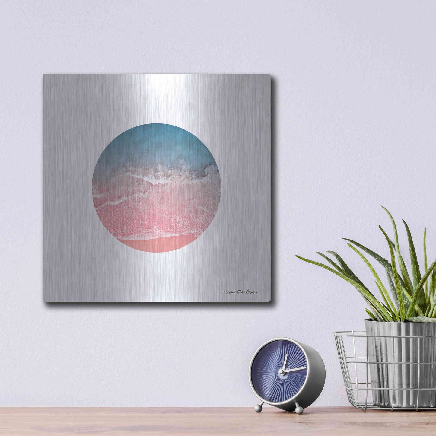 Luxe Metal Art 'Ocean Circle' by Seven Trees Design, Metal Wall Art,12x12