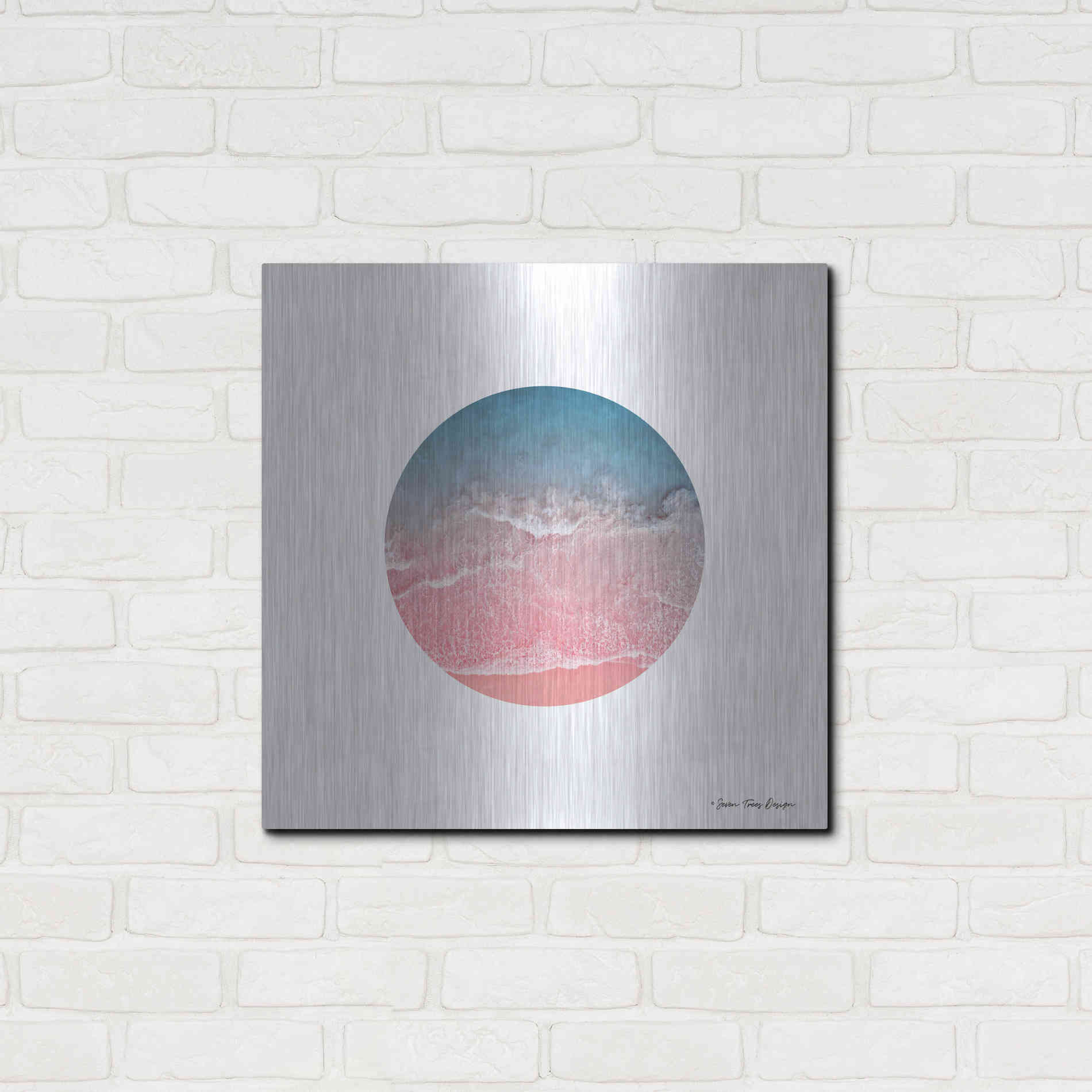 Luxe Metal Art 'Ocean Circle' by Seven Trees Design, Metal Wall Art,24x24