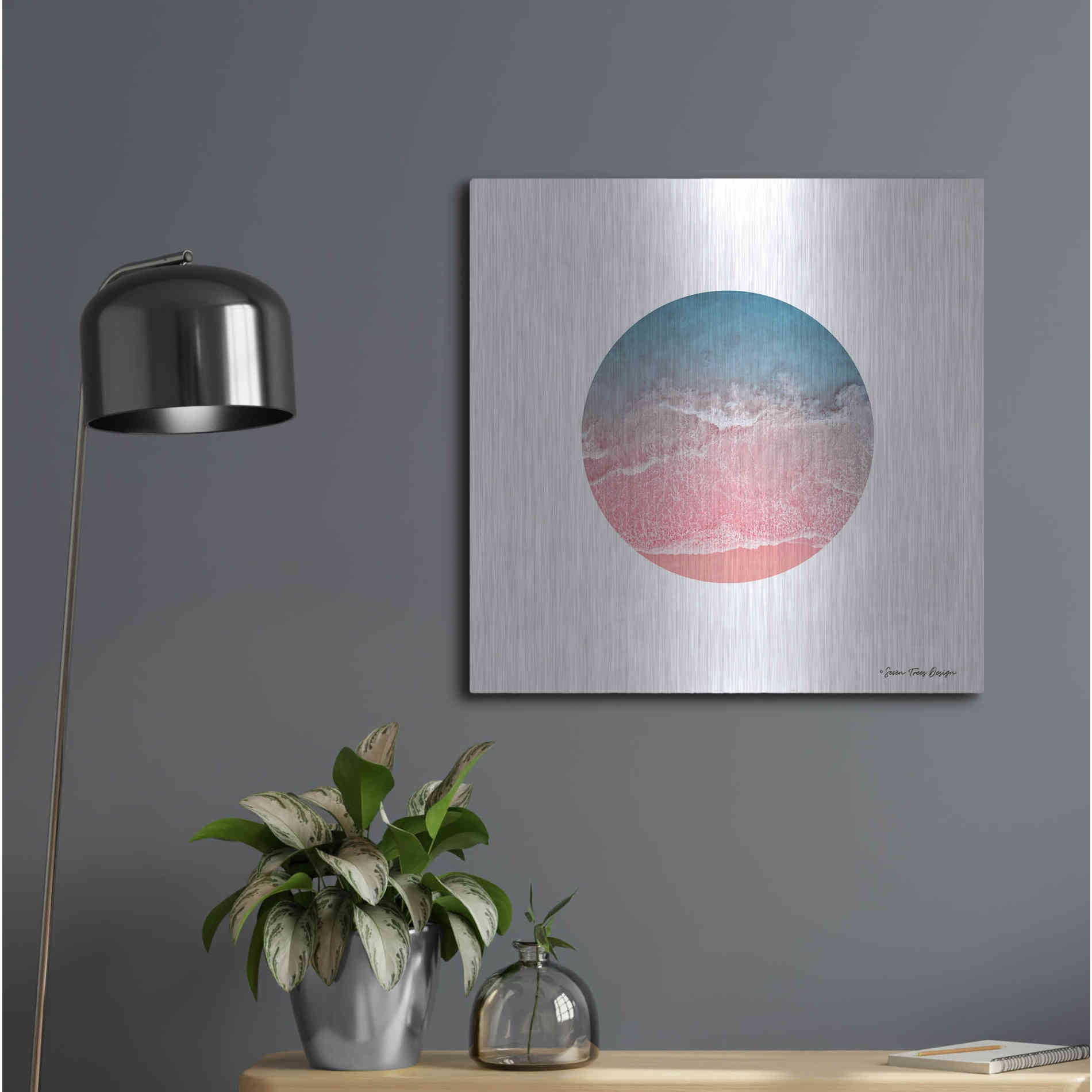 Luxe Metal Art 'Ocean Circle' by Seven Trees Design, Metal Wall Art,24x24