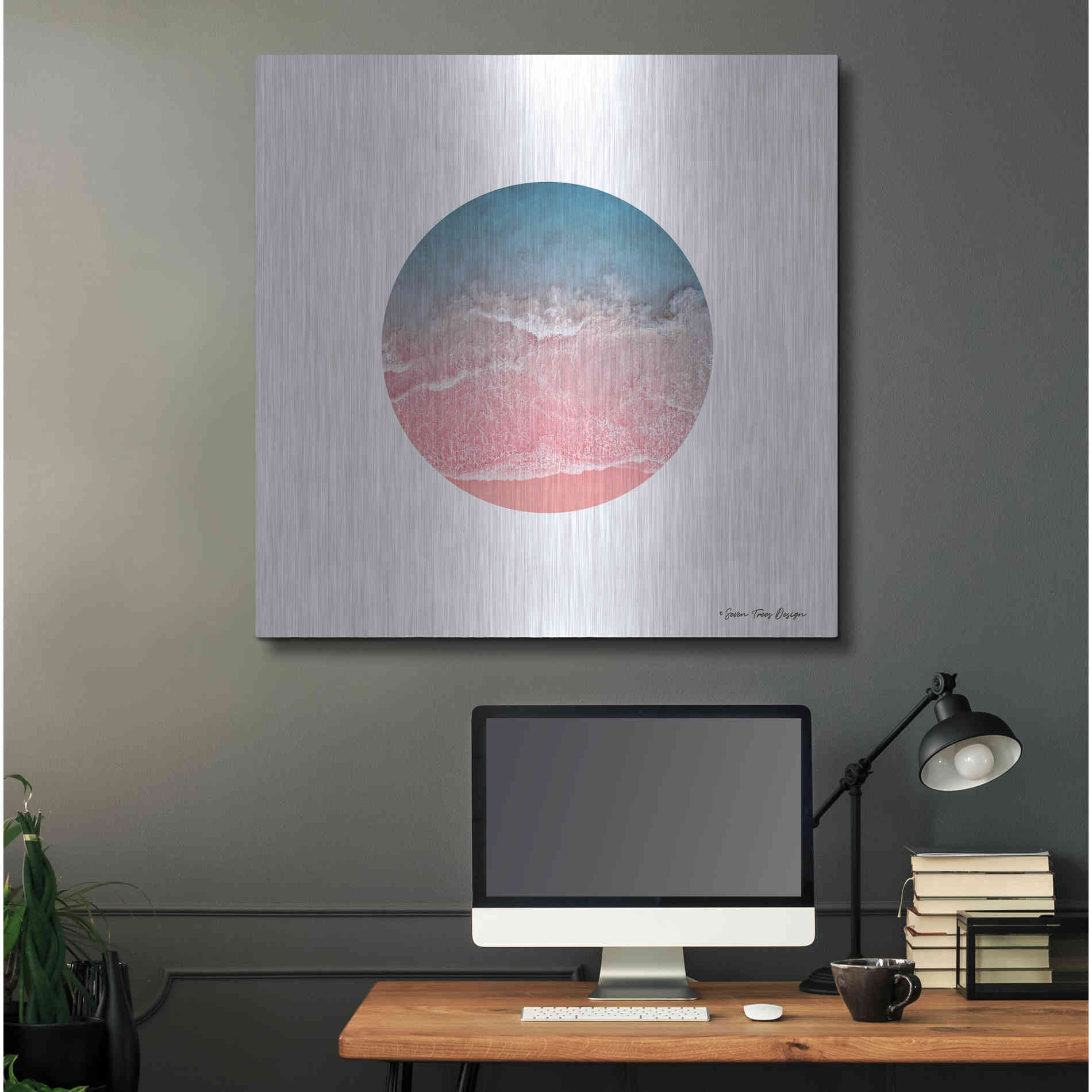 Luxe Metal Art 'Ocean Circle' by Seven Trees Design, Metal Wall Art,36x36