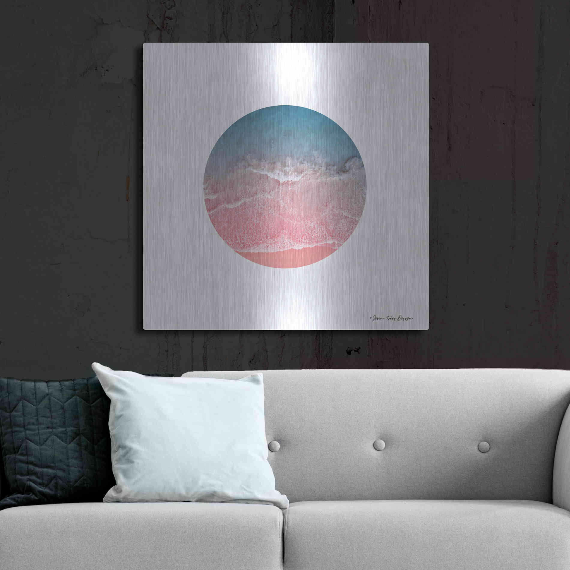 Luxe Metal Art 'Ocean Circle' by Seven Trees Design, Metal Wall Art,36x36