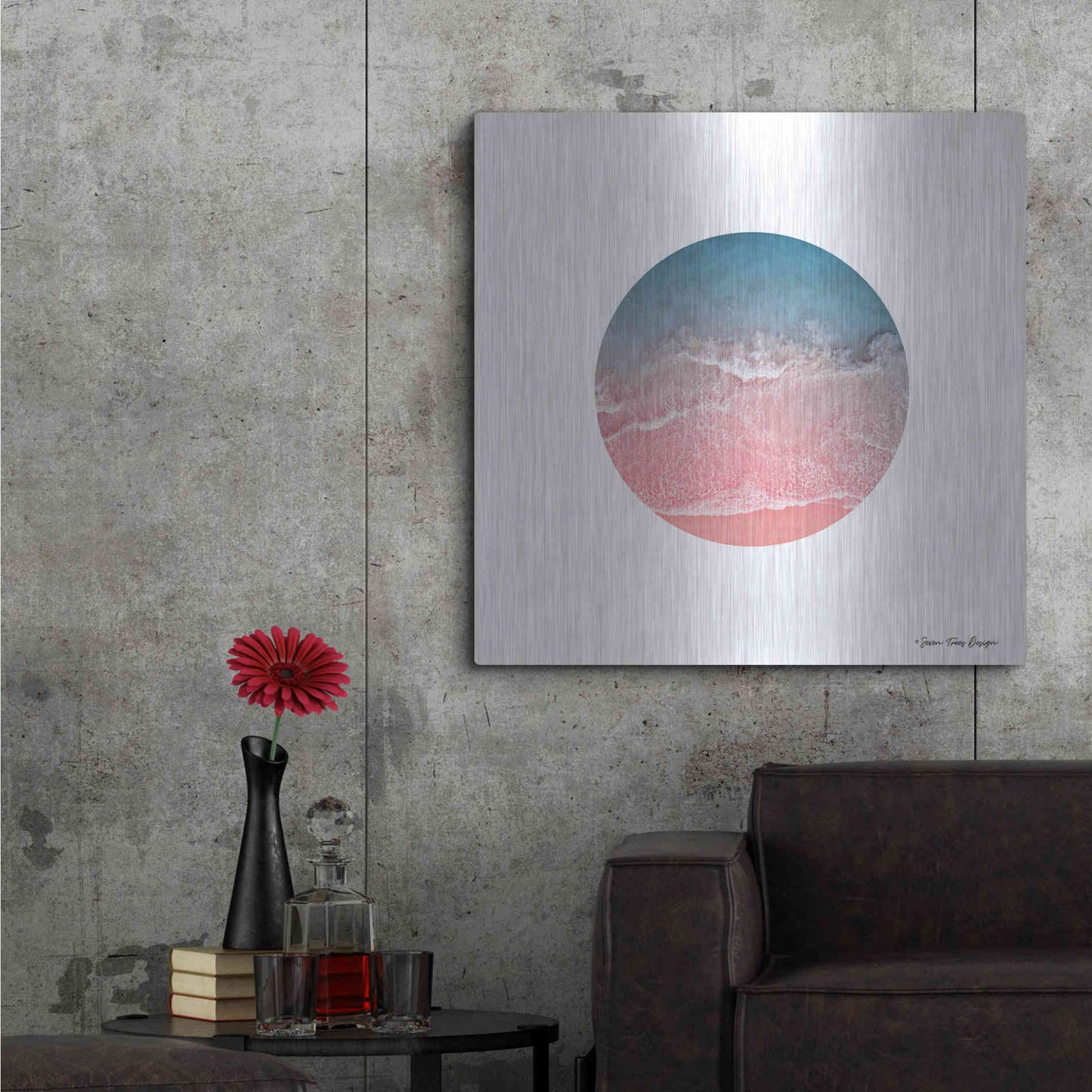 Luxe Metal Art 'Ocean Circle' by Seven Trees Design, Metal Wall Art,36x36