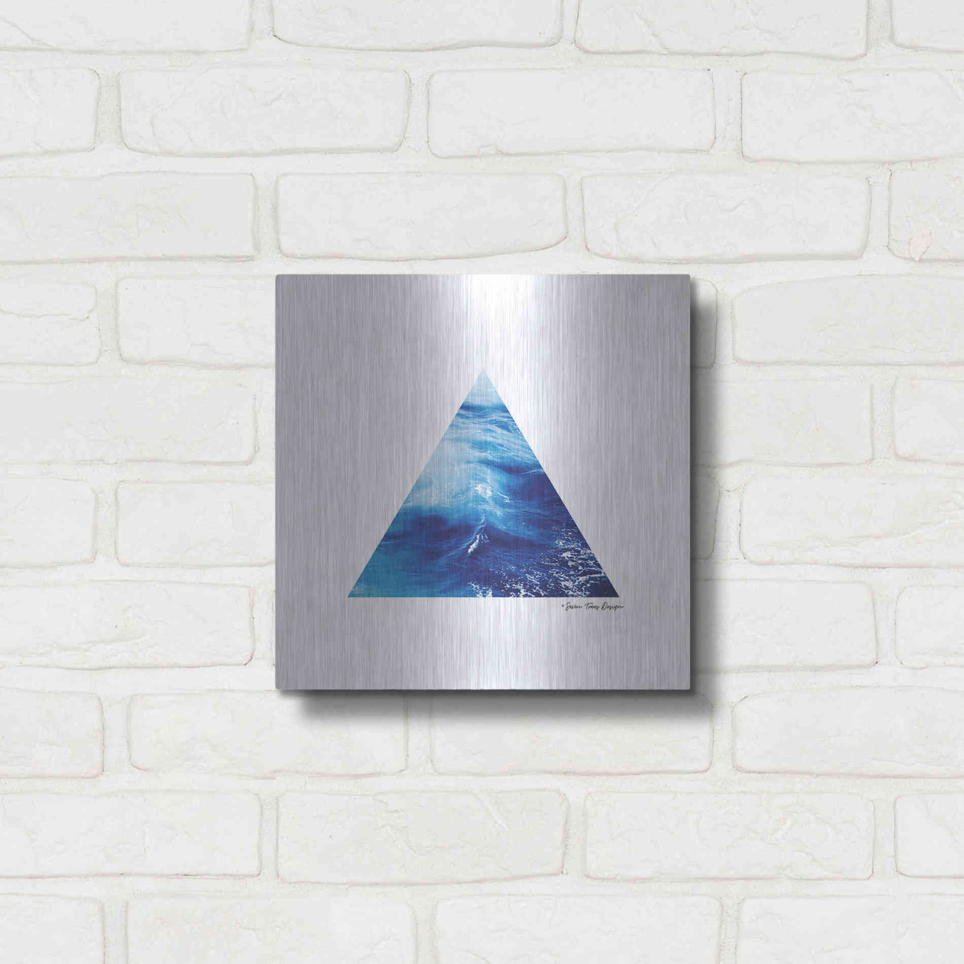 Luxe Metal Art 'Ocean Triangle' by Seven Trees Design, Metal Wall Art,12x12